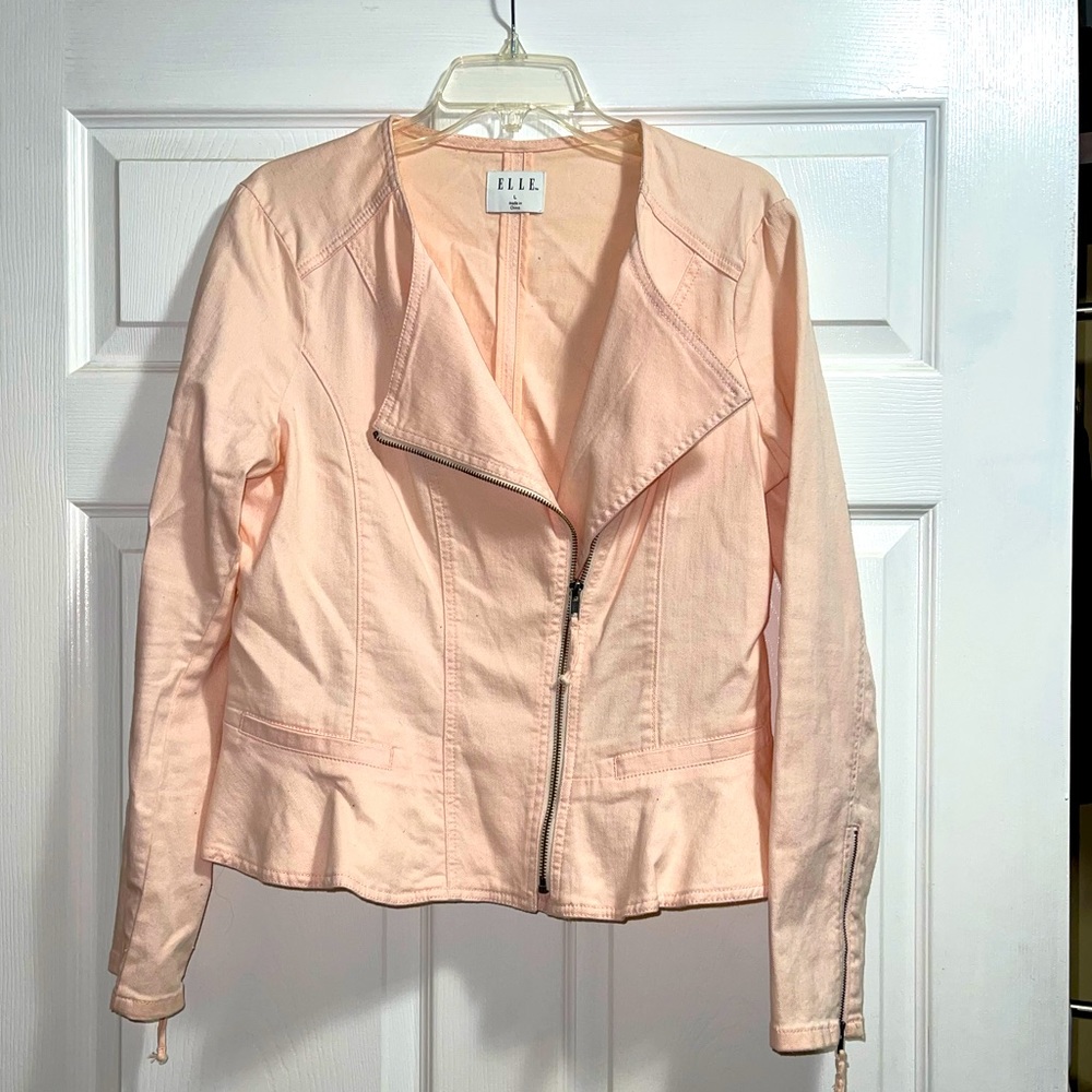 Light pink almost a pastel pink ruffle jacket